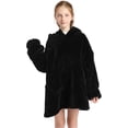 thumbnail image 6 of Wearable Blanket Hoodie for Kids 4-12YR Animal Oversized Hooded Blanket Super Soft Comfortable Warm Flannel Black Cat, 6 of 6