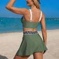 thumbnail image 6 of GEWSEY Womens High Waisted Bikini Sets Two Piece Tummy Control Swim Skirt Color Block Skirted Swimsuit 2026 (Army Green, M), 6 of 6