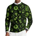 thumbnail image 3 of Havenx Mens Ribbed Knit Shirt Crewneck Funky Mardi Gras Printed Pullover Long Sleeve Knitted Dress Sweater Mask Graphic Carnival Holiday Party Lightweight Dress,Dark Green S, 3 of 6