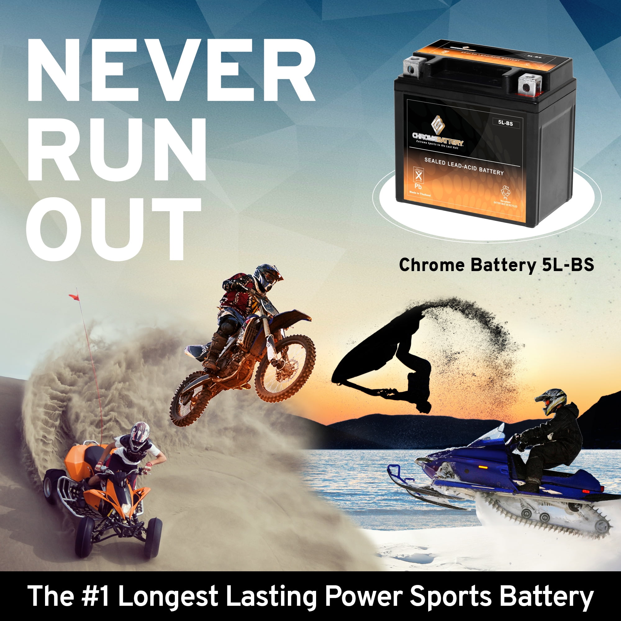 YTX5L-BS High Performance Motorcycle Battery - Maintenance Free - Sealed AGM