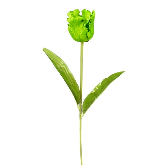 Package of 6 Realistic Spring Faux Green Parrot Tulip Stems