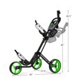 thumbnail image 3 of Topcobe Folding 3 Wheels Golf Push Cart with Brake Scoreboard Adjustable Handle, Foldable Lightweight Pushcart, Easy to Open & Close, Green, 3 of 8