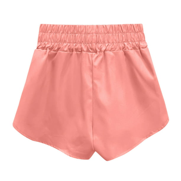 Aayomet Women Summer Wide Leg Shorts Elastic Waist Athletic Yoga Pants  Sports Pants (Pink, S) 