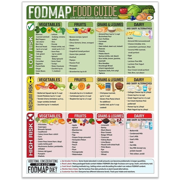 FODMAP Food Guide Poster IBS-Friendly Diet Poster & Chart, Safe Foods List, Digestive Health Guide, Dietary Restriction Nutrition Reference