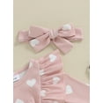 thumbnail image 6 of FEORJGP Newborn Valentines Day Clothes Infant Baby Girl Outfit Long Sleeve Jumpsuit Crew Neck Bodysuit Heart Print Bow Romper with Hairband Casual Spring Fall Clothes, 6 of 9