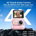thumbnail image 4 of Ourlife Mini Wearable Action Camera, 4K Video, 48MP Photos, 2.0" Flip Screen, WiFi App, Magnetic Mount, Charging Case, 64GB Card, Pink, 4 of 11