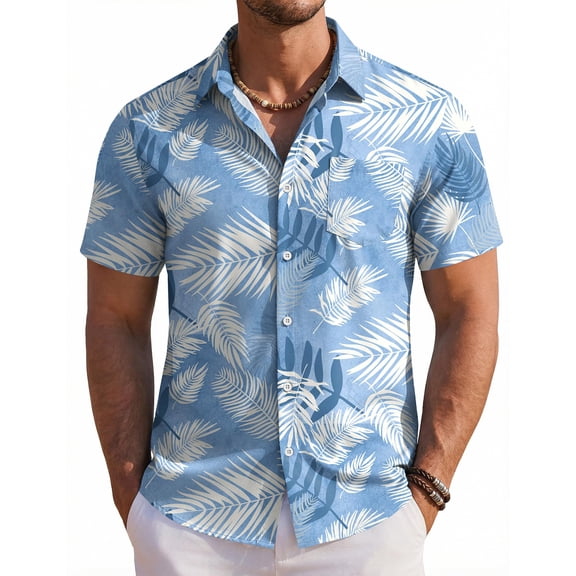 COOFANDY Mens Hawaiian Shirts Short Sleeve Button Down Aloha Shirts Summer Vacation Beach Shirts