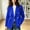 Blue, variant on Plus Size Women's Double Breasted Blazer with Notch Lapel | Loose Fit Long Sleeve Commuter Suit Jacket with Welt Pockets, Drop Shoulder