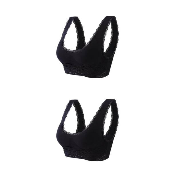 Qarigey Sujetador sin costuras y de apoyo para mujeres con todos los tamaños de pecho Sujetador sin costuras de nylon ajustable Sujetador push negro m,1 2Conjunto