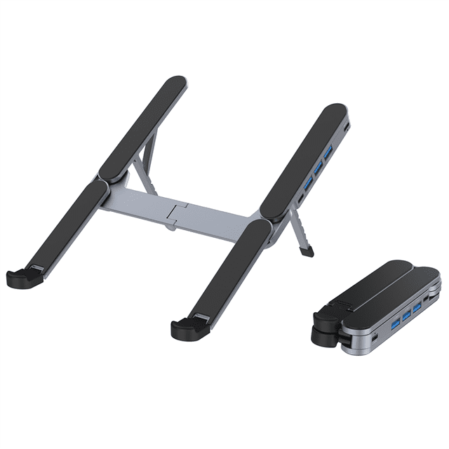 2in1 Foldable Laptop Stand & USB C Hub Adjustable Holder Multi Port USB C Docking Station for 10-17 Inch Laptops,1 * Multifunctional Stand