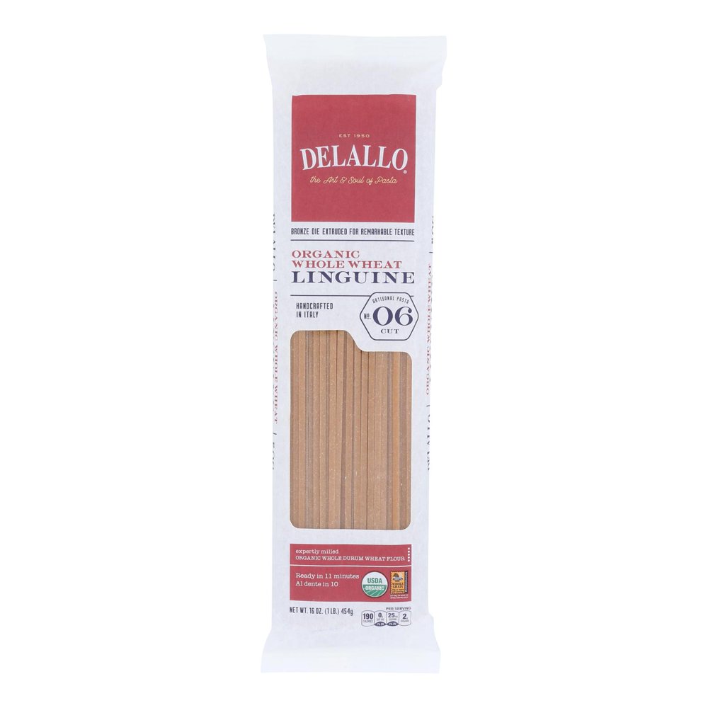(Case of 16 ) Delallo Organic Whole Wheat Linguine Pasta 1 lb