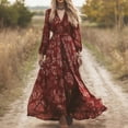 thumbnail image 2 of Enjoytime Dresses for Women Floral Printed Long Sleeve V-Neck Maxi Dresses Spring Casual Flowy Boho Travel Vacation Dress, 2 of 8