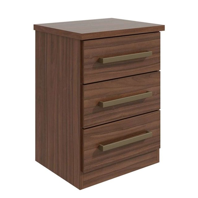 Buro Mesa de Noche Supermuebles Baiao Imbuia Naturale 3 Cajones