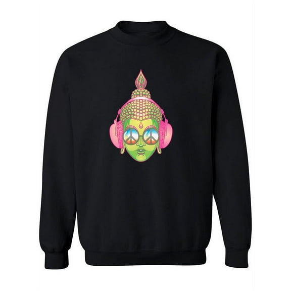 Hippie Buddha Sweatshirt Women - Women Sweatshirt, Black, Large