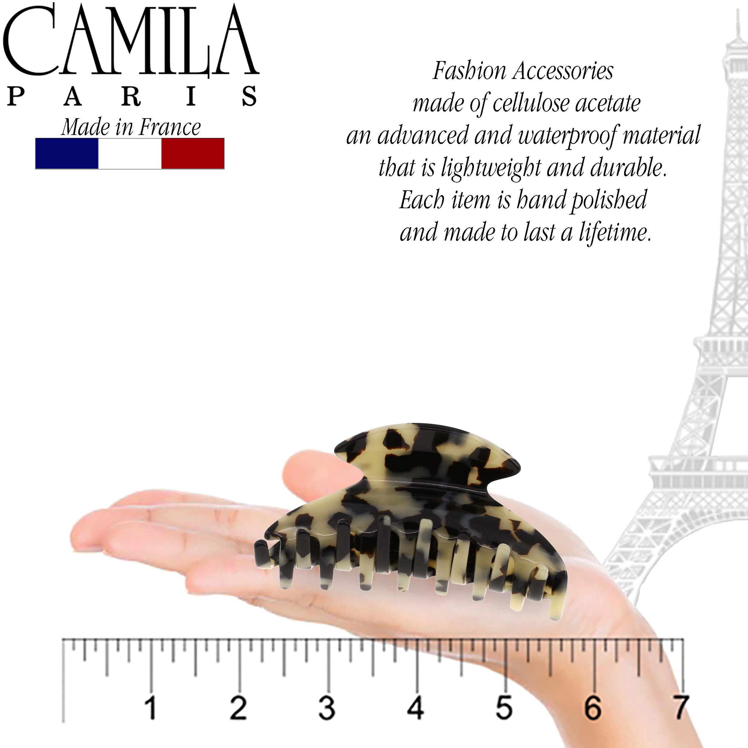 Camila Paris CP2483 French Hair Clip for Women Thick Hair for Long Curly Wavy Hair, Handmade Onyx, Girls Hair Claw Clips, Durable Styling Big Claw Clip for Thick Hair, Strong Hold Grip Made in France