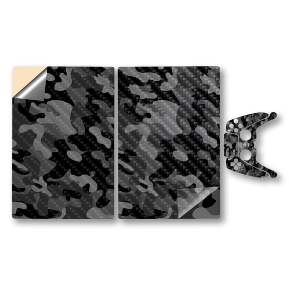 MightySkins Carbon Fiber Skin Compatible With Playstation 5 Slim Digital Edition Bundle - Black Camo | Protective, Durable Textured Carbon Fiber Finish | Easy To Apply, Remove, and