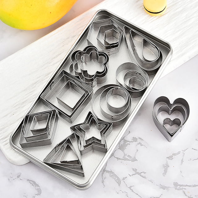 JASKFLY Cookie Cutters Stainless Steel Cookie Cutter Set 30-Piece Geometric Flower Star Embossed Molds Baking Tools,Home & Garden|Stainless Steel,Multicolor