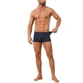 thumbnail image 2 of INSPIRE CHIC Men's Striped Stretch Waistband Comfortable Mid-Waisted Boxer Underwear 38 Dark Blue, 2 of 5