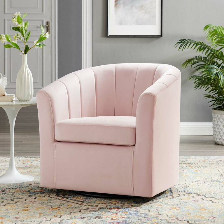 Ziaa Performance Velvet Swivel Barrel Chair BHFTI Upholstered