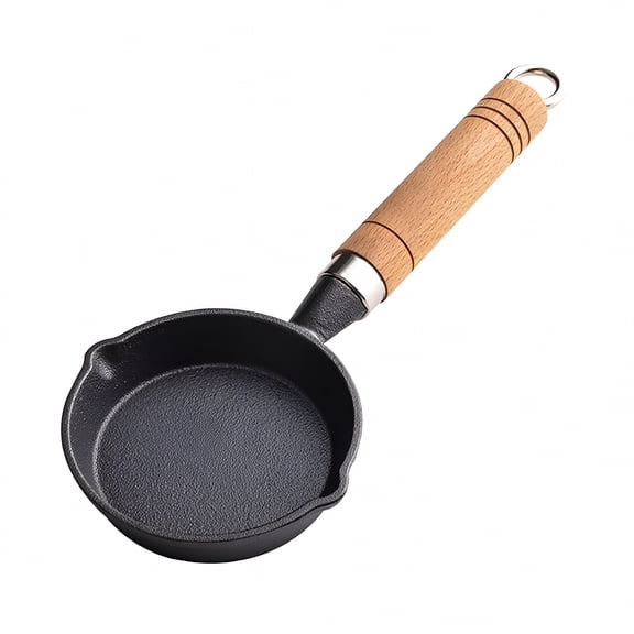 RAIRSKY Mini Cast Iron Skillet Non-Stick Egg Pan with Handle - 10cm
