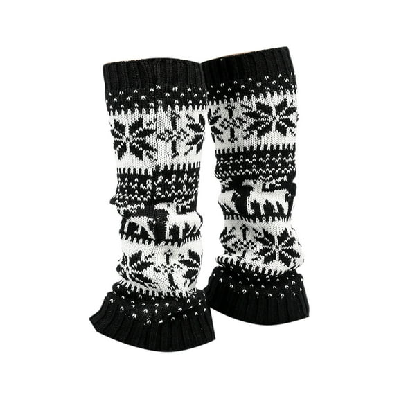 Wovilon Thickened Christmas Socks With Snowflake Deer Patterns Winter Warm Ankle Cuffs Cozy Knitted Leg Warmers Stacking Socks And Woolen Sock Covers For Fall Winter