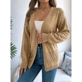 thumbnail image 4 of Crochet Cardigan for Women Long Sleeve Open Front Knit Oversized Cardigan Sweaters Khaki L, 4 of 9