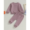 thumbnail image 5 of Musuos Baby Girl 2Pcs Fall Outfits 6 12 18 24M 3T Heart Letter Long Sleeve Print Sweatshirt + Pants Set Toddler Clothes, 5 of 10