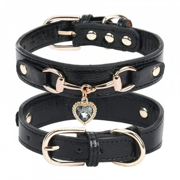 Shiny Rhinestone Pet Collar Love Jewelry Dog Collar Comfortable Leather Dog Adjustable Collar