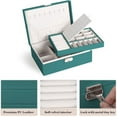 thumbnail image 4 of LQQBOX Jewelry Box for Women Girls, PU Leather Storage Case with Removable Tray, Jewelry Display Box for Necklaces Earrings Bracelets Rings Watches - Dark Green, 4 of 7
