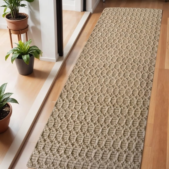 HomeRoots 642838 6 ft. Natural Jute Geometric Hand Woven Rectangle Area Rug