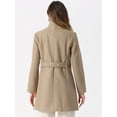 thumbnail image 3 of DARING DIVA Women's Stand Collar Pea Double Breasted Trench Coats Brown XL, 3 of 6