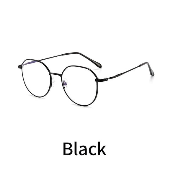 Metal Round Anti Blue Light Glasses Women Men Classic Square Eyeglasses Frames Transparent Computer Glasses Oculos Feminino (Black)