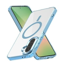 ELEHOLD Clear Magnetic Phone Case for Samsung Galaxy A26 5G, Compatible with Wireless Charging Slim Translucent Matte Back Shockproof Anti-Fingerprint Cover for Samsung Galaxy A26 5G,Blue