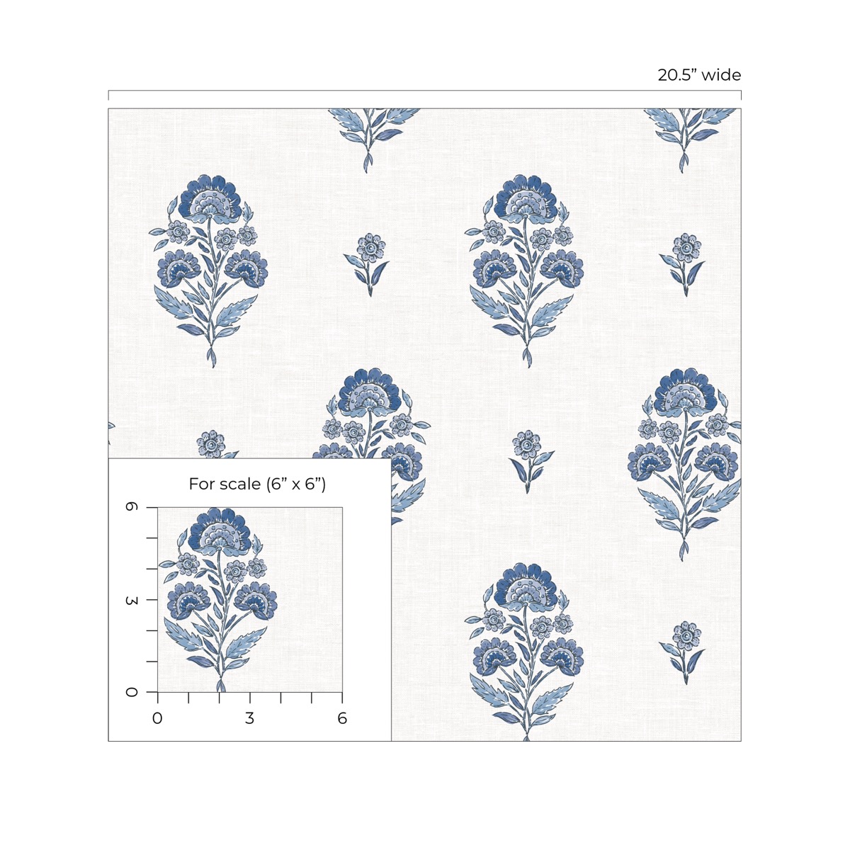 NextWall Deft Blue Floral Spot Premium Matte Non-Woven Peel and Stick Wallpaper - 20.5 in. W x 18 ft. L Roll
