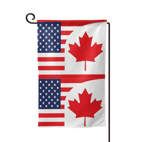 Canada Us Friendship Flag Combination Garden Flag Vertical Double Sided Yard Outdoor Decoration 12.5 x 18 Inch Square