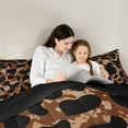 thumbnail image 4 of jejeloiu Cute Leopard Print 7 Pieces Bedding Comforter Set,Cartoon Cheetah Pattern Full Bedding Set,Brown Black Fitted Sheet Flat Sheet For Adults,Ultra Soft Home Decor Reversible, 4 of 8