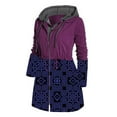 thumbnail image 6 of IROINNID Women's Hooded Parka Coat Print Long Sleeve Warm Autumn And Winter Splicing Drawstring Suit Cardigan Coat Tops Windbreaker, Purple, 6 of 6