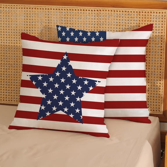 Miwamany 4th of July Pillows , Independence Day Throw Pillows Outdoor Memorial Day American Flag Stars Patriotic Decorative Cushion for Bed Couch Sofa Home Decor