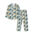 thumbnail image 1 of Balery Vintage Blue Flowers Pijama para Hombre de Dos Piezas con Manga Larga, Conjunto de Dormir y Descanso Suave con Bolsillos-Small, 1 of 7