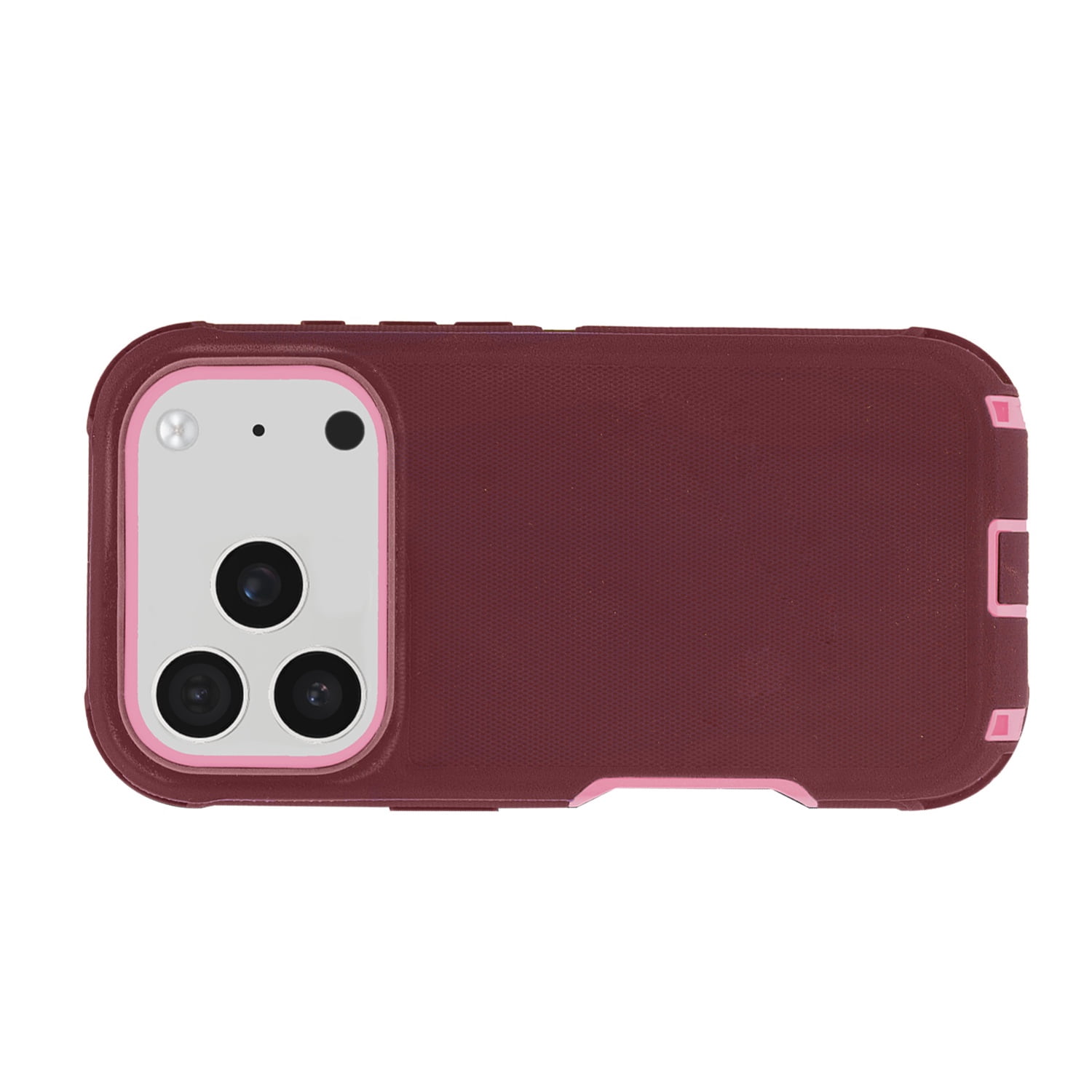 Full Body Heavy Duty Case for iPhone 17 Pro Max - Maroon and Pink
