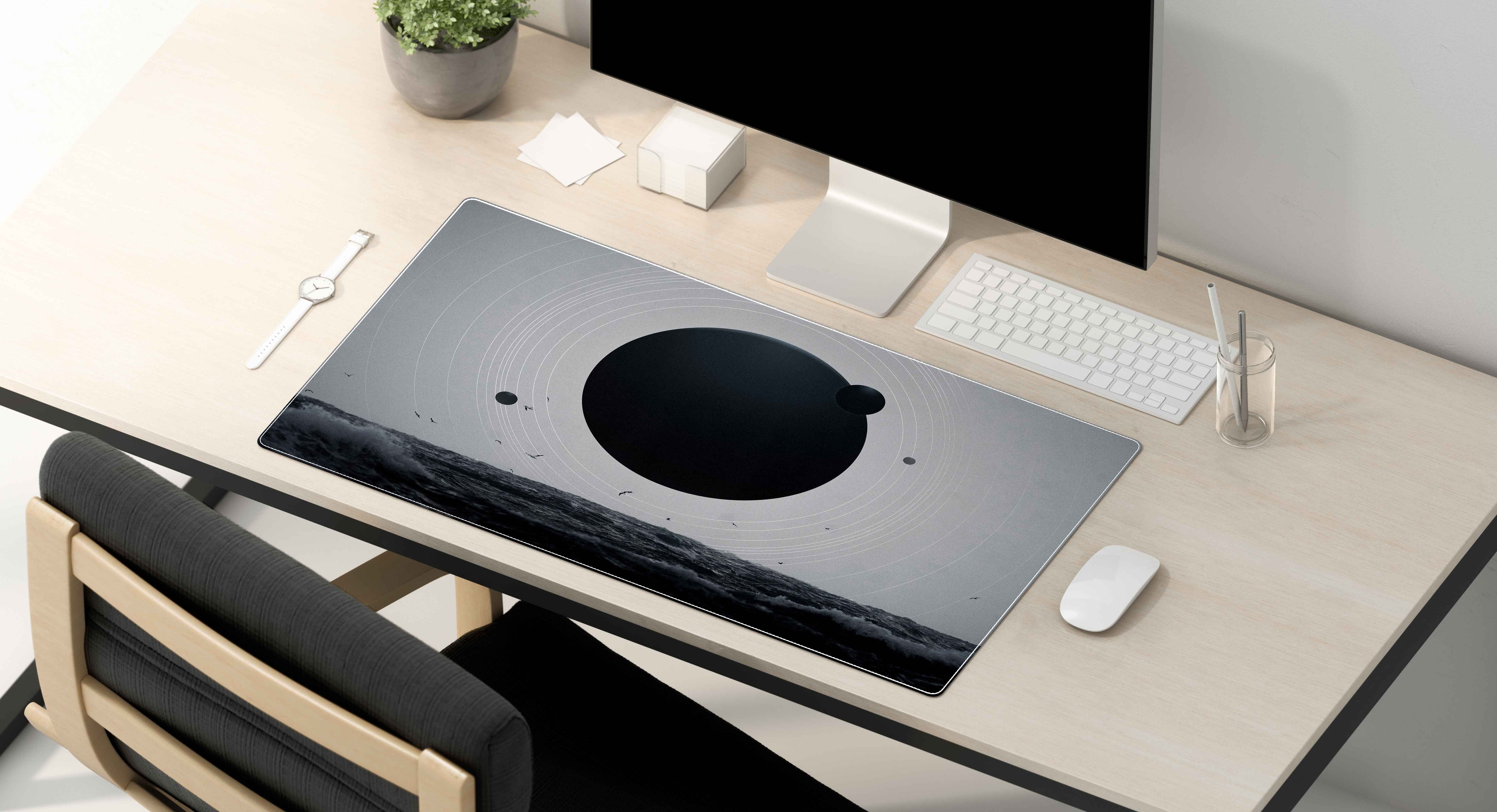 Desk Pad- -Ocean Planet View - Portable Large Desk Pad - Non Slip Water Resistant Rubber Base-Gaming Mouse Pad Keyboard Pad