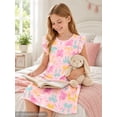 thumbnail image 5 of Beezizac Teen/Little Girls Nightgown - Summer Ruffle Short Sleeves Sleepwear Colorful Bow Print Nightdress Pajama Size 10, 5 of 8