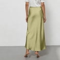 thumbnail image 4 of KDDYLITQ Womens Satin Skirts a Line High Waisted Maxi Skirt Flared Elastic Waistband Casual Long Skirts Elegant Skirt Mint Green M, 4 of 4