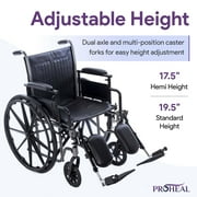 ProHeal Premium Wheelchair with Removable Desk Arms, Swing Away Foot Rests, 20 Seat