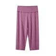 thumbnail image 2 of Samdudou Womens Capri Pants High Waisted Cropped Trousers Wide Band Flowy Lounge Bottoms Casual Athletic Yoga Activewear Stretchy Workout Daily Wear for Gym Training, 2 of 5