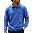 thumbnail image 5 of LWavelet Men's Long Sleeve Polo Shirts with Chest Pocket Relaxed Fit Breathable Business Casual Golf Shirts for Men, 5 of 7