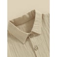 thumbnail image 6 of Suealasg 2Pcs Toddler Boys Cotton Linen Clothes Set Short Sleeve Button Down Lapel Shirt Tops and Shorts 6M 1T 2T 3T 4T Kids Baby Boys Summer Outfit, 6 of 9