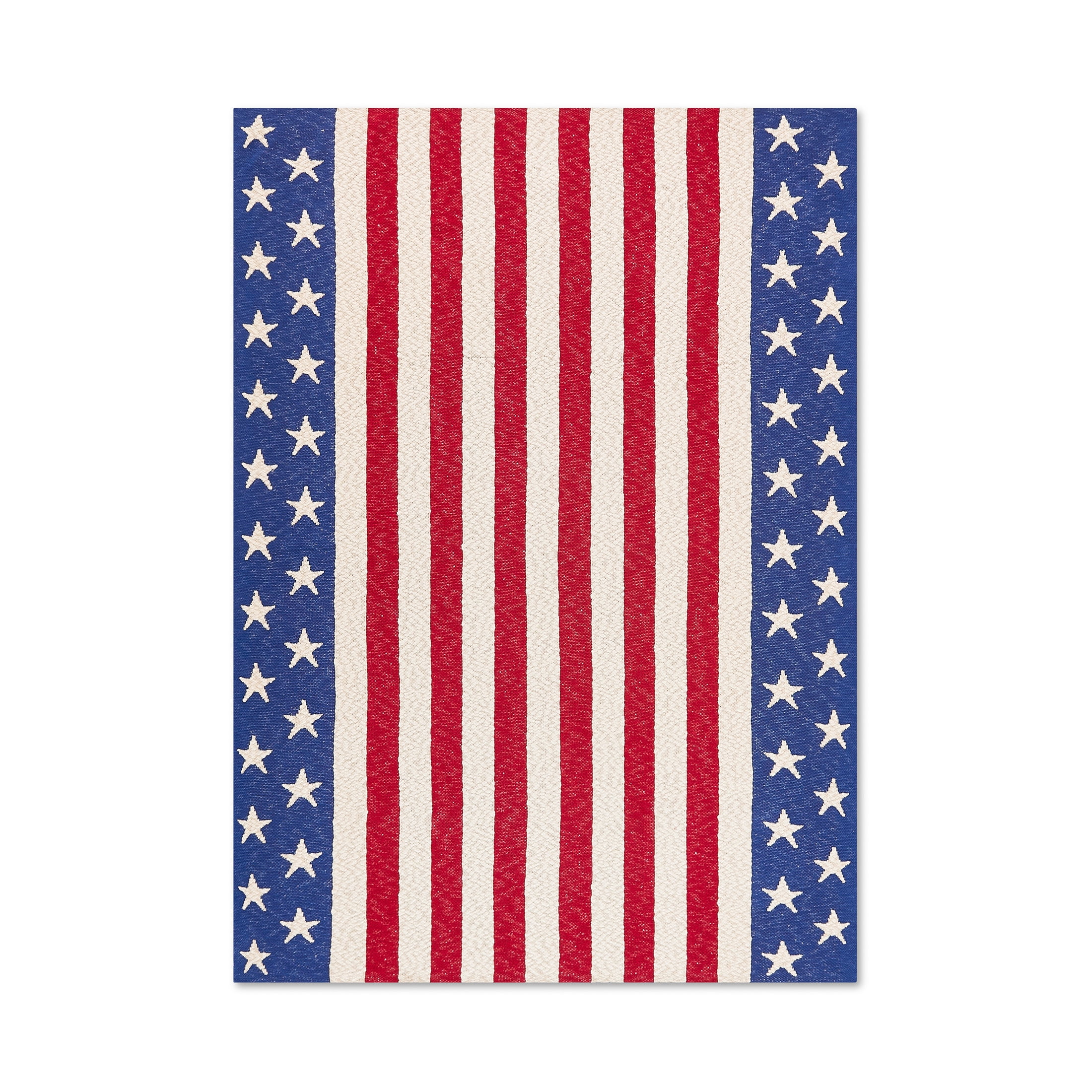 Lanwood Home Americana summer Knitted Throw Blanket, USA American Flag Oversize Throw, Red and Blue Star Stripe
