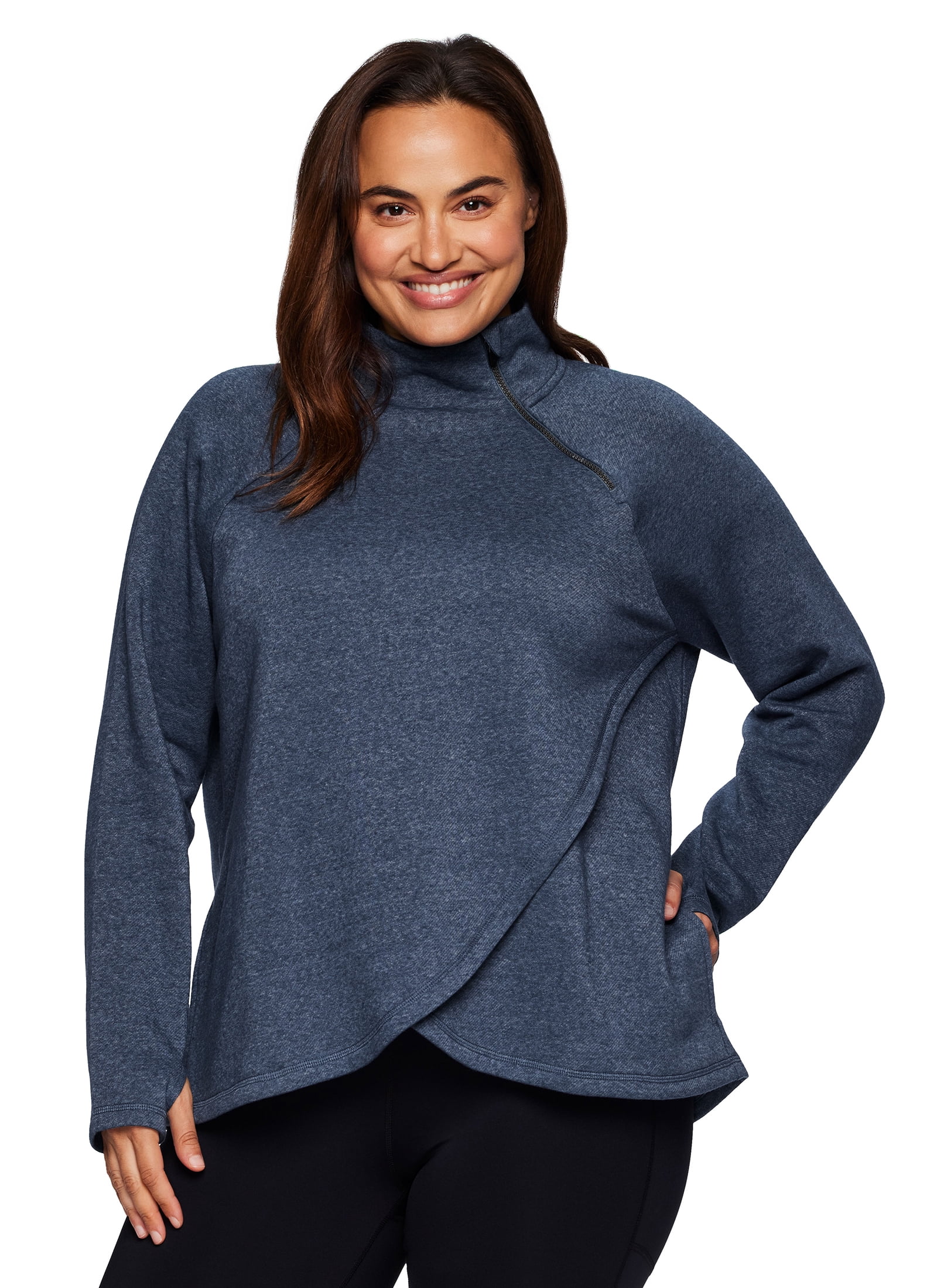 Women Plus Size Fleece Sweatshirt With Zipper- Black