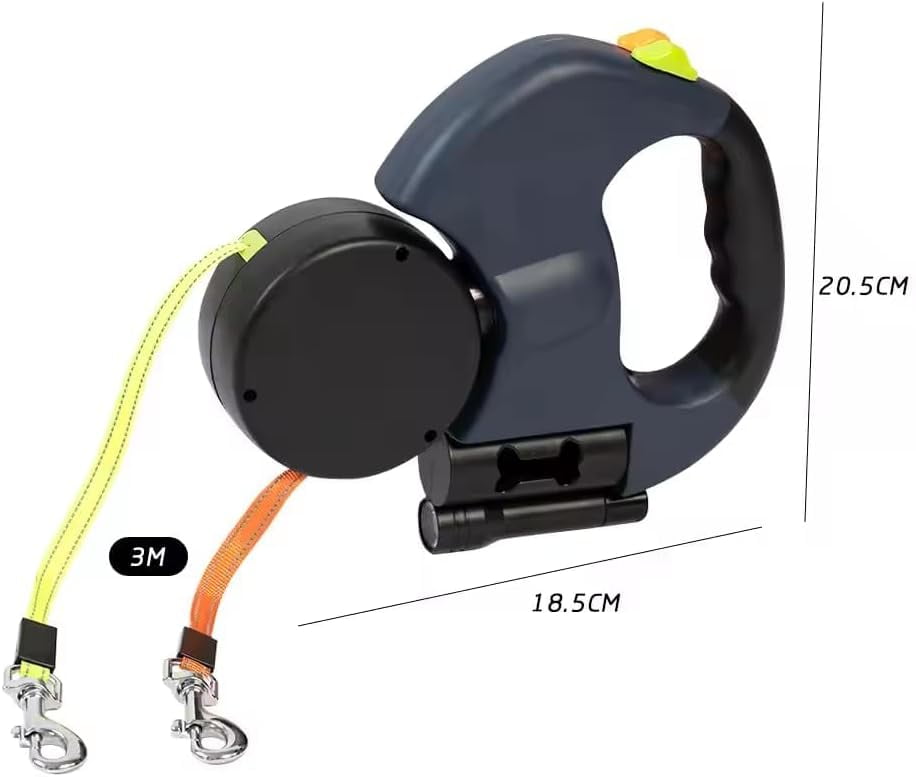 2026 Upgrade No-Tangle Double Dog Leash, 360° Swivel Dual Leash with LED Light & Reflective Nylon, 10ft Adjustable Leads for Small/Medium Dogs(LR Black 1 PC)